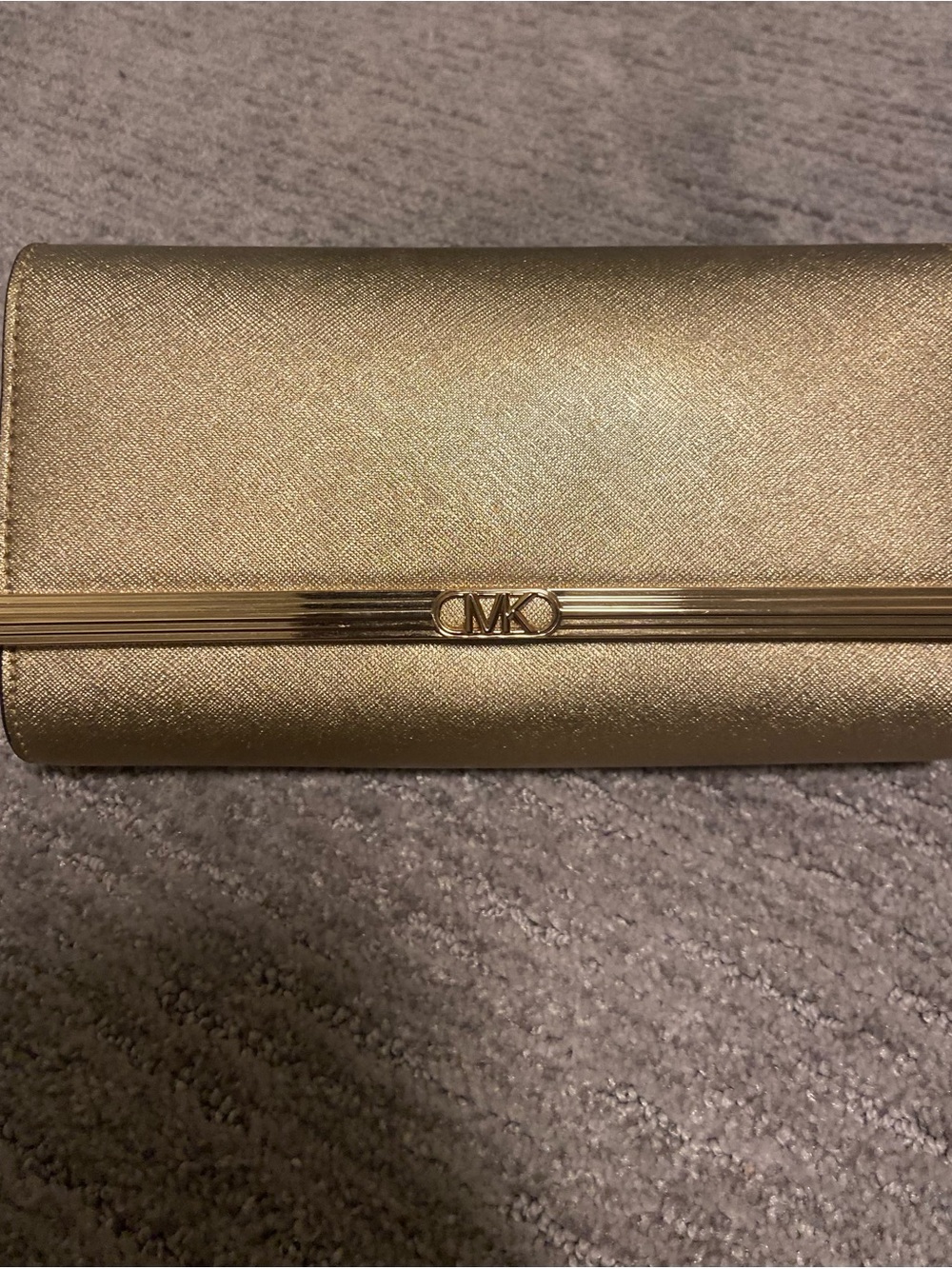 Michael Kors Gold Saffiano Leather Clutch Handbag Brand New chain still wrapped